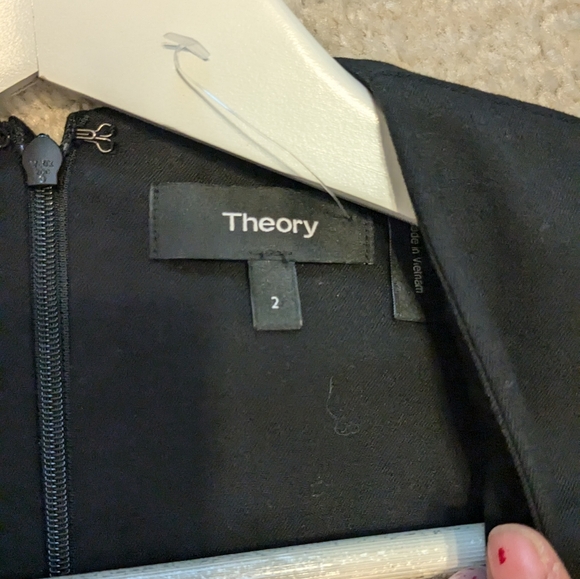 V neck fitted mini black dress from Theory. Worn once in excellent condition. - Picture 10 of 10